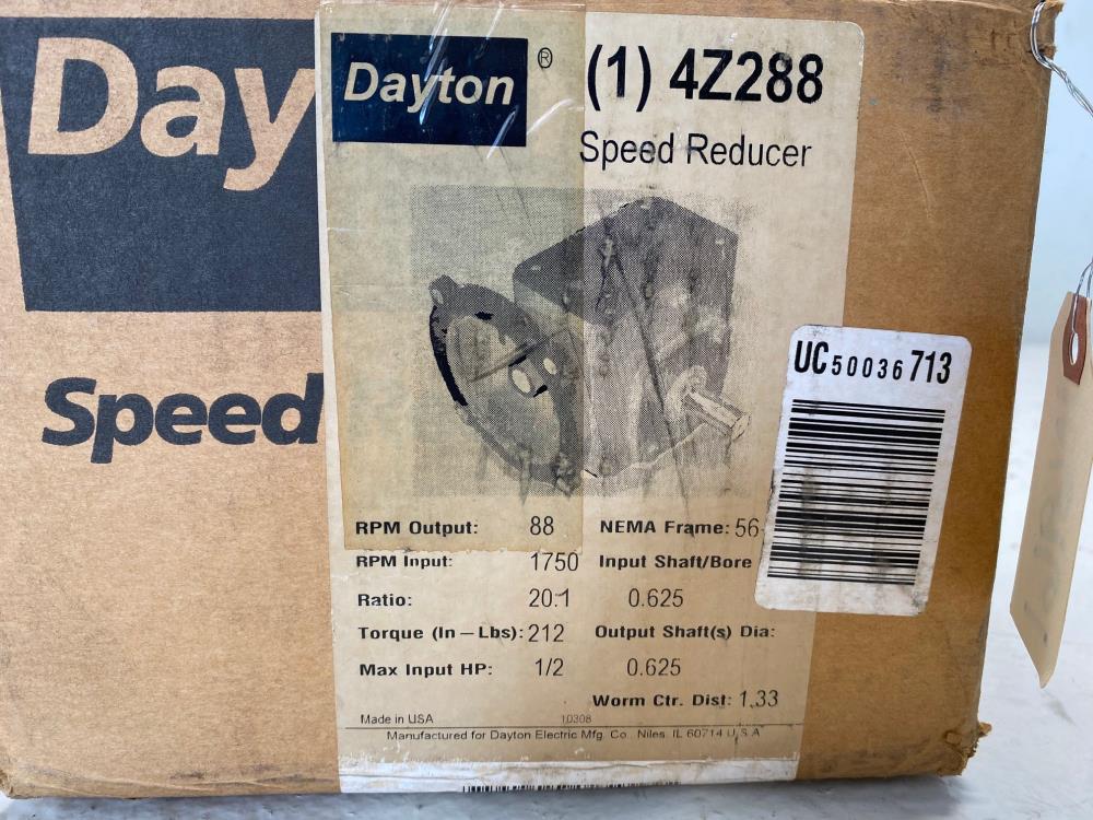 Dayton "C" Face Speed Reducer 4Z288, Ratio 20, 0.5 HP